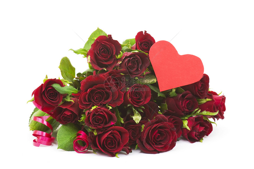 红玫瑰和心花束妈妈展示周年热情花瓣花园香味生长生日图片