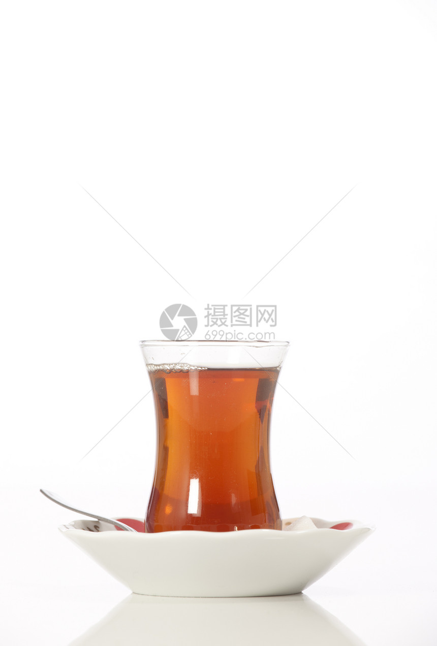 白色的土耳其茶叶杯火鸡服务盘子饮料食物休息红茶芳香早餐水晶图片