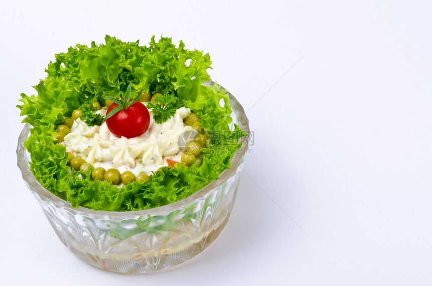 波兰菜沙拉加蛋黄酱奶油健康盘子蔬菜植物美食抛光橙子豪华版洋葱图片