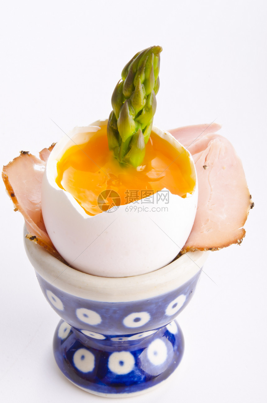 软煮鸡蛋 配有paragus早餐水果黄油面包美食橙子蔬菜青菜饮食营养图片