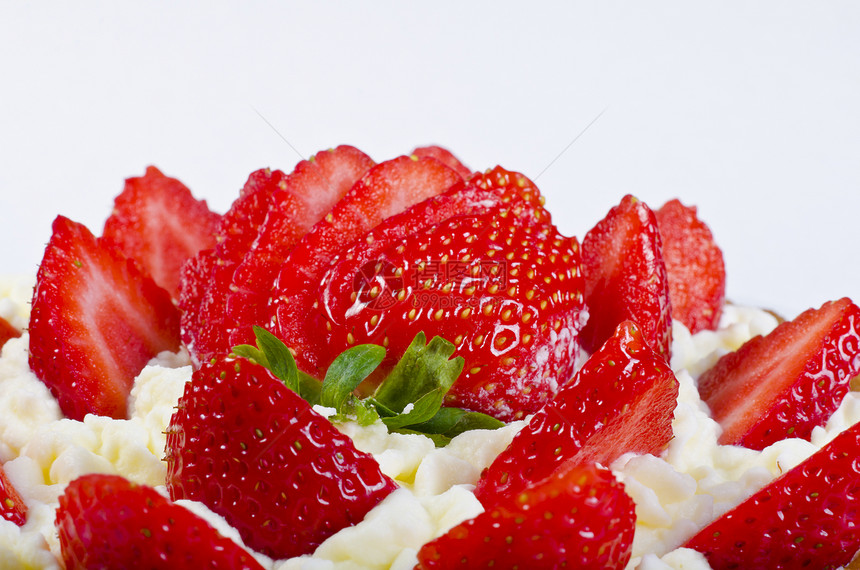 草莓派和奶油饮食面包师庆典馅饼圆形食物甜点面包美食糕点图片