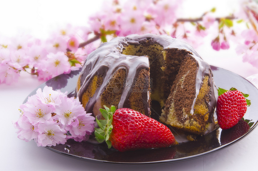 弹簧大理石蛋糕糖果水果美食美味叶子食物花朵巧克力可可盘子图片