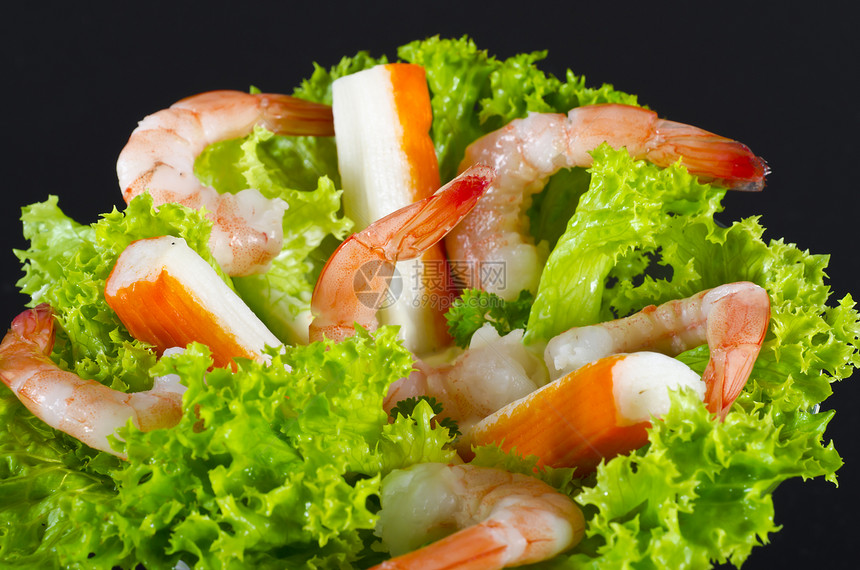 虾沙拉贝类小吃水果宏观饮食螃蟹美食海鲜钢巴营养图片