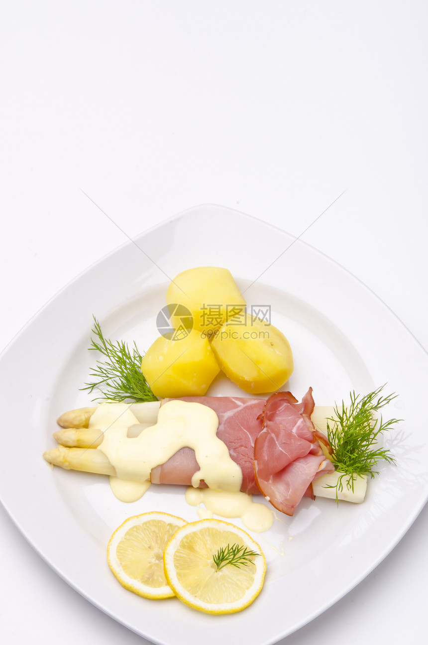 阿斯帕拉古斯 火腿和辣椒酱饮食美味黄油餐饮韭菜季节蔬菜早餐土豆面包图片