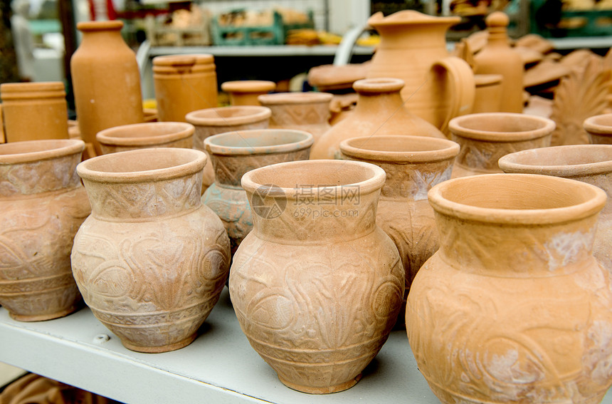 希腊陶瓷锅投手艺术制品文化手工棕色花瓶图片