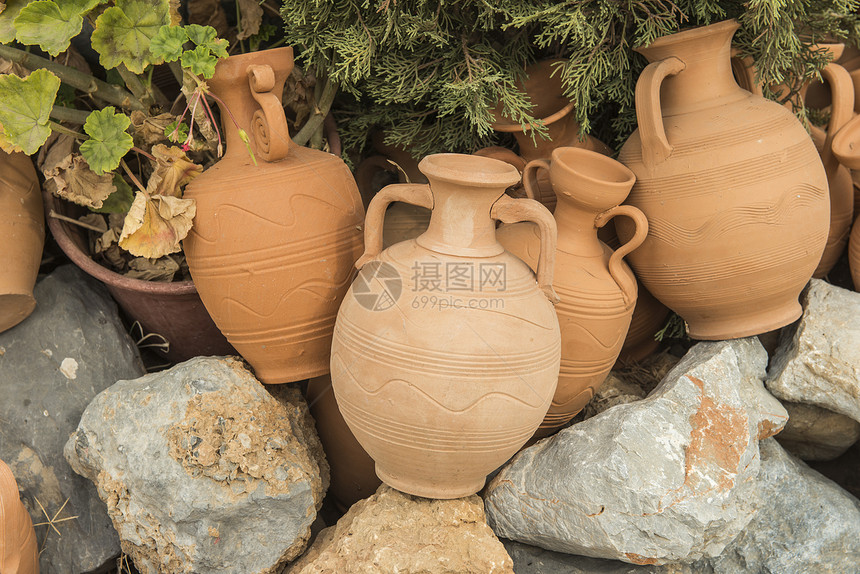 希腊陶瓷锅制品文化棕色投手花瓶手工艺术图片