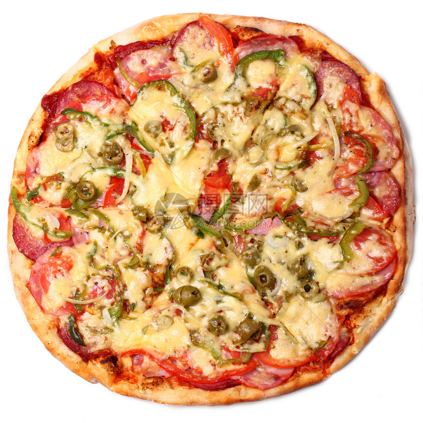 孤立的意大利新披萨香肠送货营养小吃用餐美食火腿垃圾育肥餐厅图片