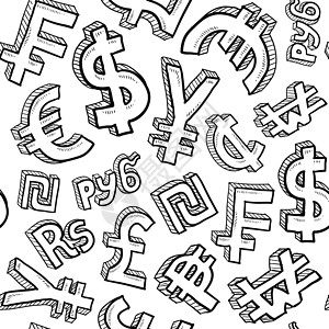 自由贸易无缝货币符号符号背景设计图片