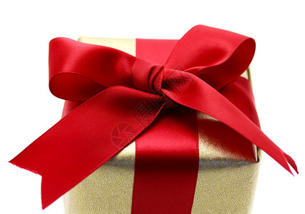 礼品盒礼物红色丝带礼物盒金子生日白色展示背景图片