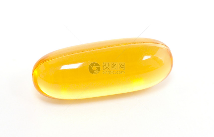 黄色 Gel 胶囊对象健康饮食白色凝胶鱼油金子宏观图片