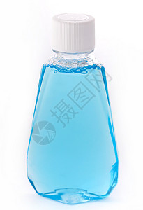 蓝色液体瓶子牙科化妆品泡沫白色保健护理口气对象洗涤背景图片