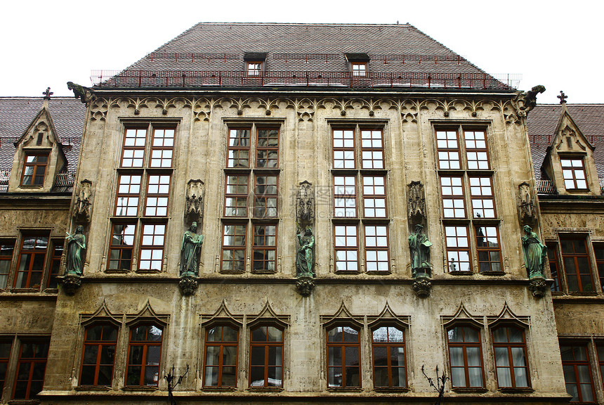德国慕尼黑市政厅纪念碑历史旅行天空蓝色地标房子艺术城堡中心图片