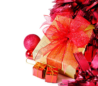 礼品盒派对礼物新年红色丝带庆典礼物盒盒子背景图片