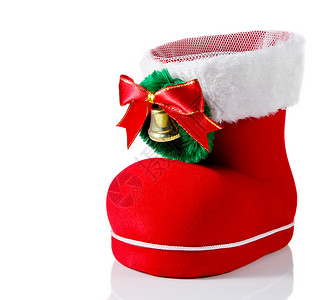 圣诞鞋新年季节庆典派对季节性红色丝带鞋类背景图片