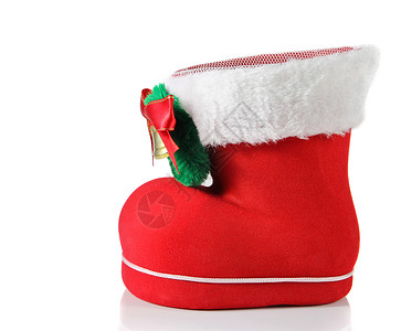 圣诞鞋新年庆典季节性派对季节丝带红色鞋类背景图片