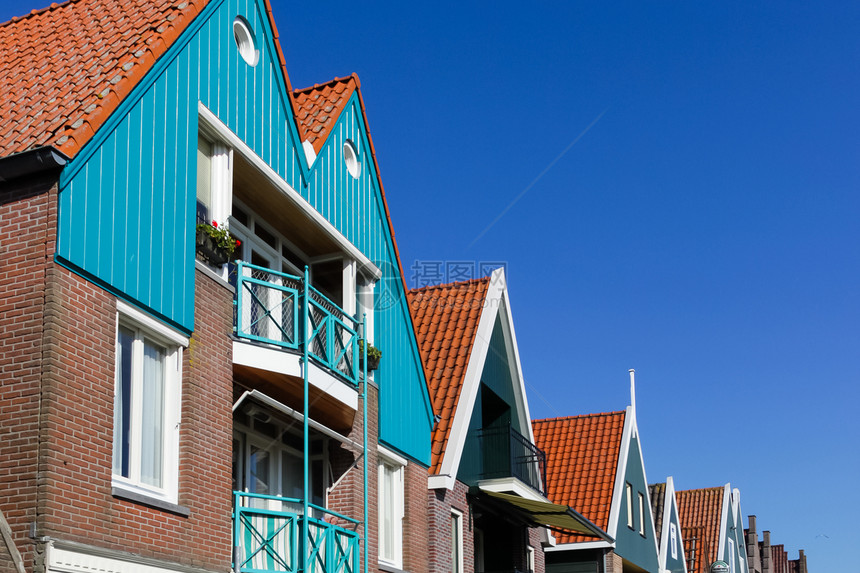 荷兰 Volendam 旧石屋财产港口房子传统建筑村庄历史性街道地标历史图片