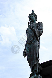泰国漫走佛佛像佛教徒扫管宗教天空纪念碑雕塑雕像蓝色文化寺庙背景图片
