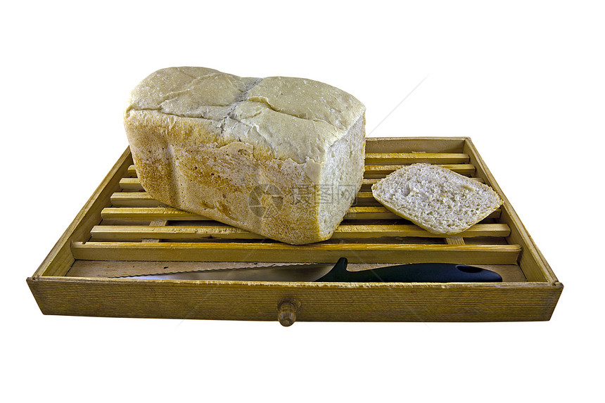 孤立在白色上的自制白面包食物捕手图片