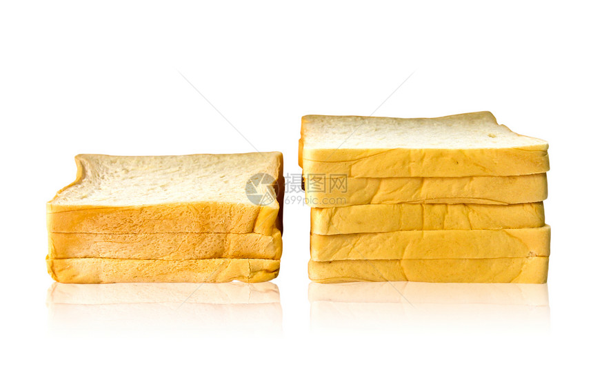 在白色背景上被孤立的面包卷反射产品食物面团营养粮食面包师午餐早餐棕色图片