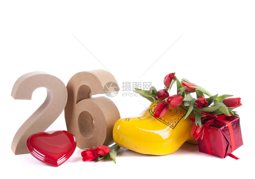 在荷兰式的情中年龄数字花束包装派对生日礼物纸板盒子展示纪念日幸福图片