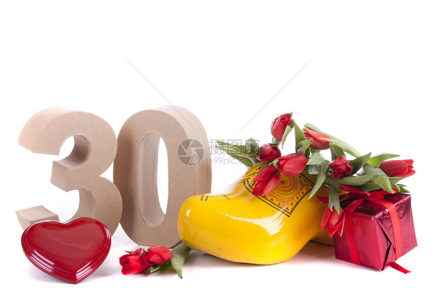 在荷兰式的情中年龄数字郁金香纪念日周年包装植物盒子花束惊喜展示幸福图片