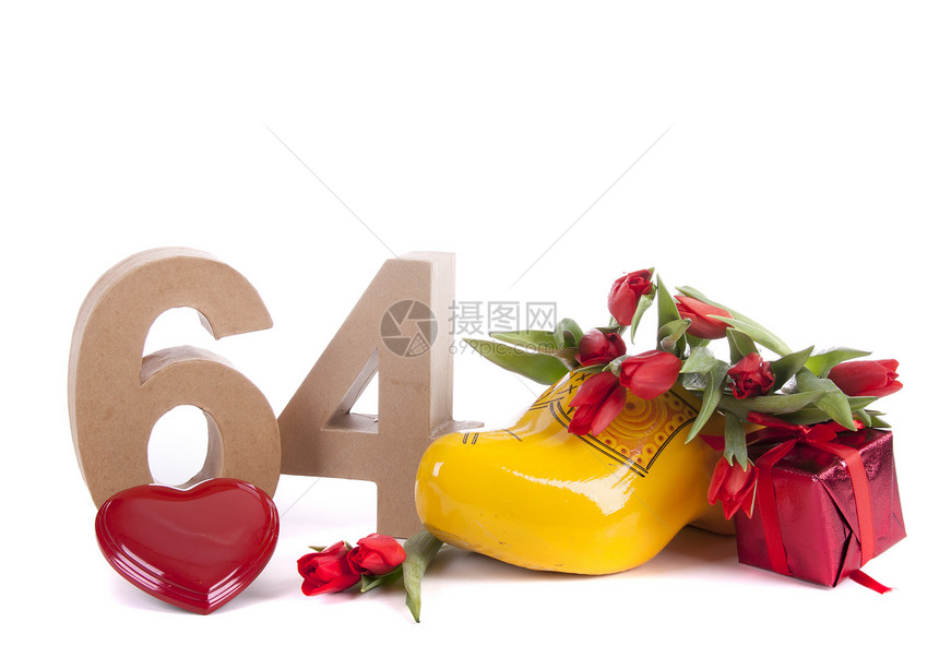 在荷兰式的情中年龄数字礼物郁金香派对周年包装植物展示惊喜生日盒子图片