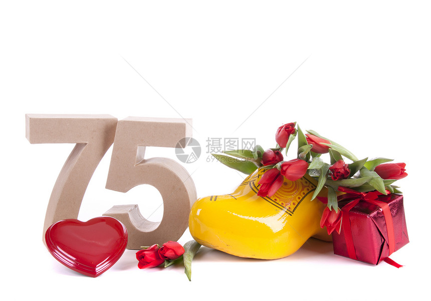 在荷兰式的情中年龄数字纪念日幸福纸板工作室植物生日礼物包装展示派对图片
