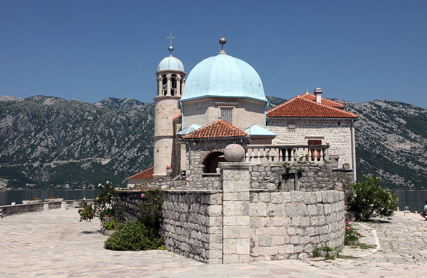 我们的摇滚圣母教堂 黑山 佩拉斯特遗产上帝大教堂信仰宗教基督旅游建筑历史岩石图片
