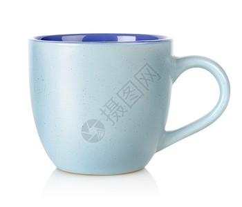 蓝杯陶瓷餐具咖啡杯子蓝色白色背景图片