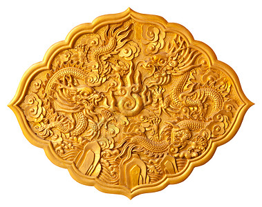 霸气的龙雕刻雕刻的金龙白色传统金子力量雕塑文化装饰品建筑学宗教信仰背景