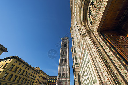 帕塔托钟楼乔托和大教堂-佛罗伦萨托斯卡纳意大利背景
