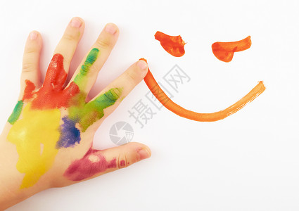 孩子的手皮肤快乐一部分符号笑脸花斑身体绘画表情微笑背景图片