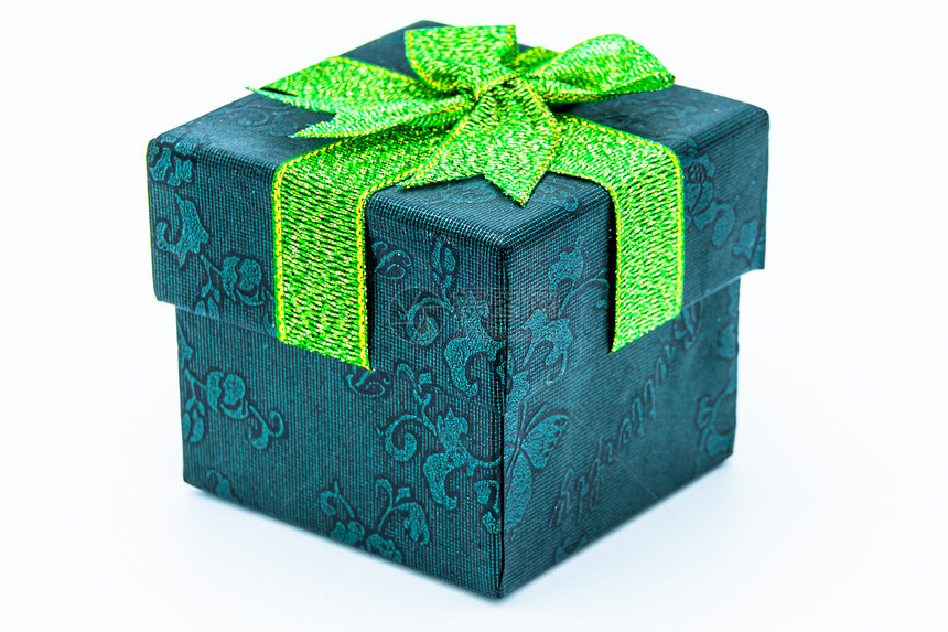 礼品盒念日庆典展示惊喜礼物庆祝绿色活动生日丝带图片