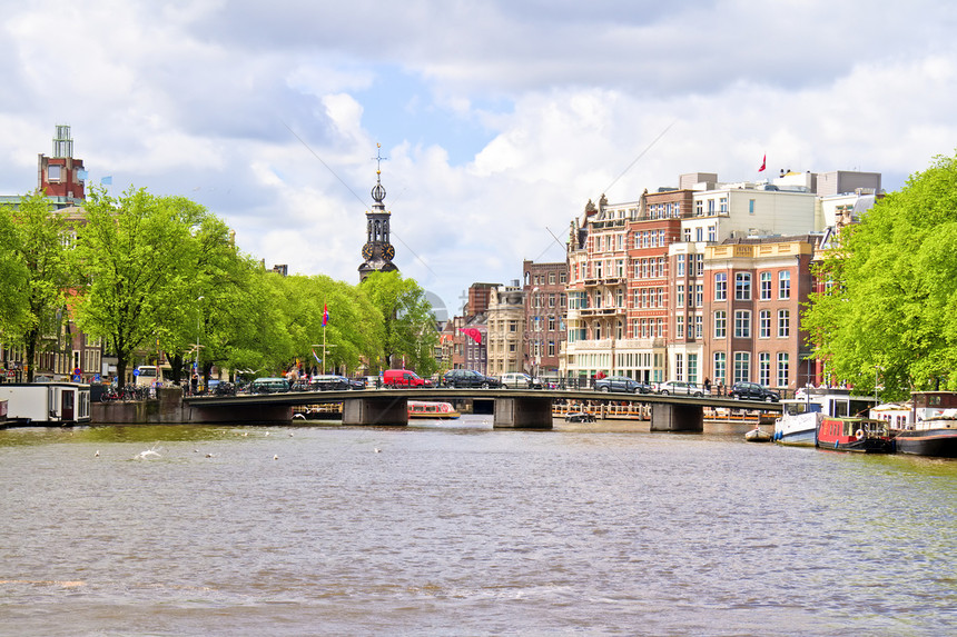 阿姆斯特丹市风景和蒙特塔位于内黑兰特丹地标建筑景观城市建筑学房子城景中心图片