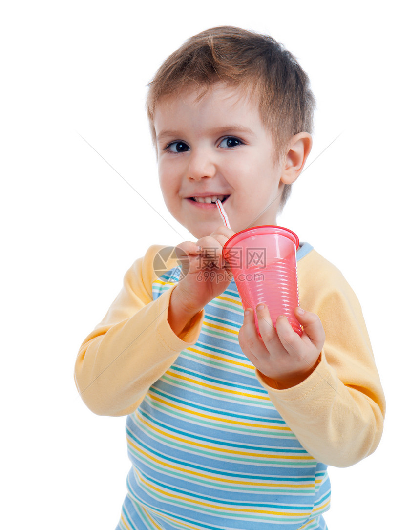 男孩喝果汁身体童年孩子食物药品瓶子白色男生快乐儿童图片