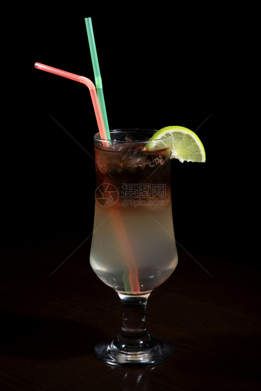长岛鸡尾酒杯饮料酒吧玻璃苏打嘶嘶立方体食谱果汁柠檬稻草图片