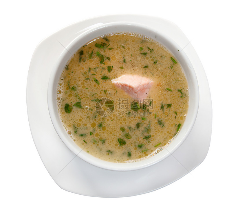 蔬菜汤和鲑鱼午餐豆子海鲜烹饪用餐土豆营养盘子洋葱韭葱图片