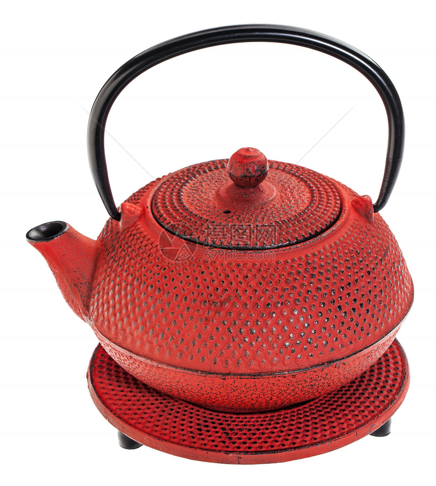红色Tetsubin茶壶图片