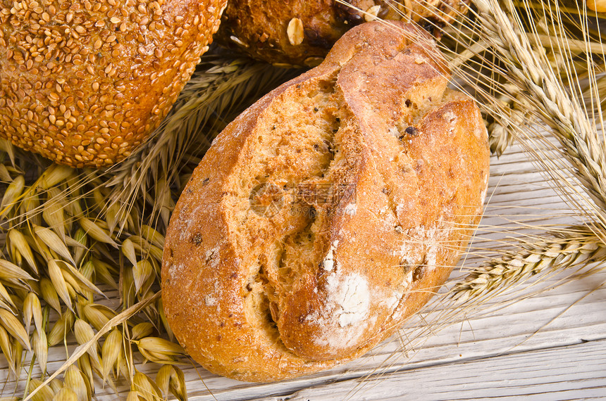 混合面包卷羊角植物玉米谷物收成面包面包师粮食生长农业图片