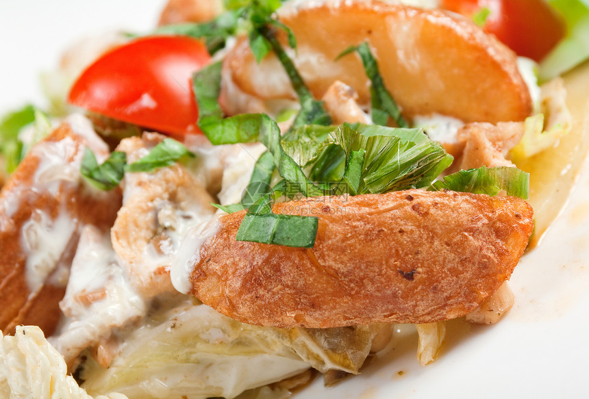 鸡沙拉土豆蔬菜早餐厨房午餐烹饪美食传统食物饮食图片