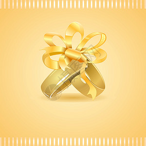 两个金色的结婚戒指 绑着丝带插图婚礼金子友谊珠宝框架家庭夫妻圆形婚姻背景图片