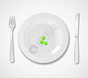 国食健字健食概念 一个盘子上三个豆子尺寸营养程序饮食重量插图减肥刀具白色损失插画
