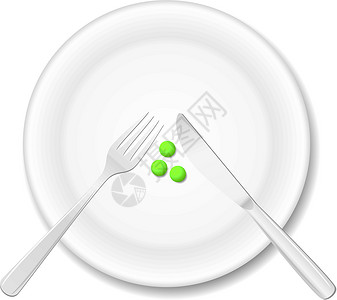 国食健字健食概念 一个盘子上三个豆子插图减肥刀具重量尺寸损失白色程序测量饮食插画