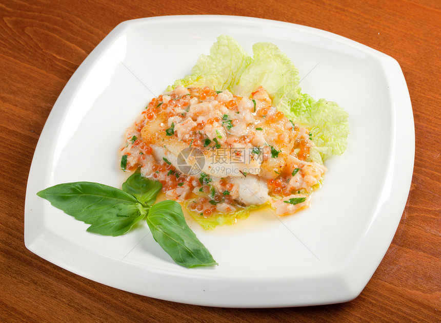 海产海鲜食物传统美食早餐蔬菜午餐沙拉烹饪厨房鳕鱼图片
