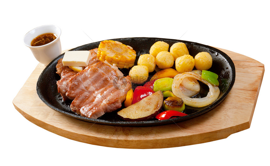 日本大理石牛肉烤肉服务肋骨蔬菜烹饪盘子糕点营养美食用餐牛肉图片
