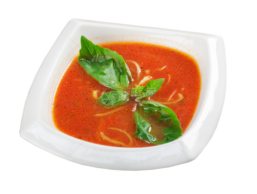 陶瓷碗中的番茄汤厨房蔬菜沙拉香气饮食美食午餐食物烹饪传统图片