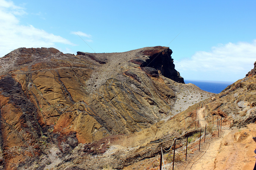 葡萄牙马德拉岛海景岩石蓬塔波浪悬崖岛屿热带边缘假期卡波图片