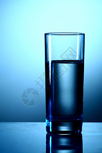 玻璃杯中的水饮料茶点水晶食物酒吧白色作品蓝色玻璃液体背景图片