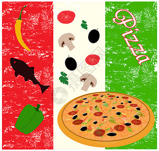 意大利比萨饼海报背景图片