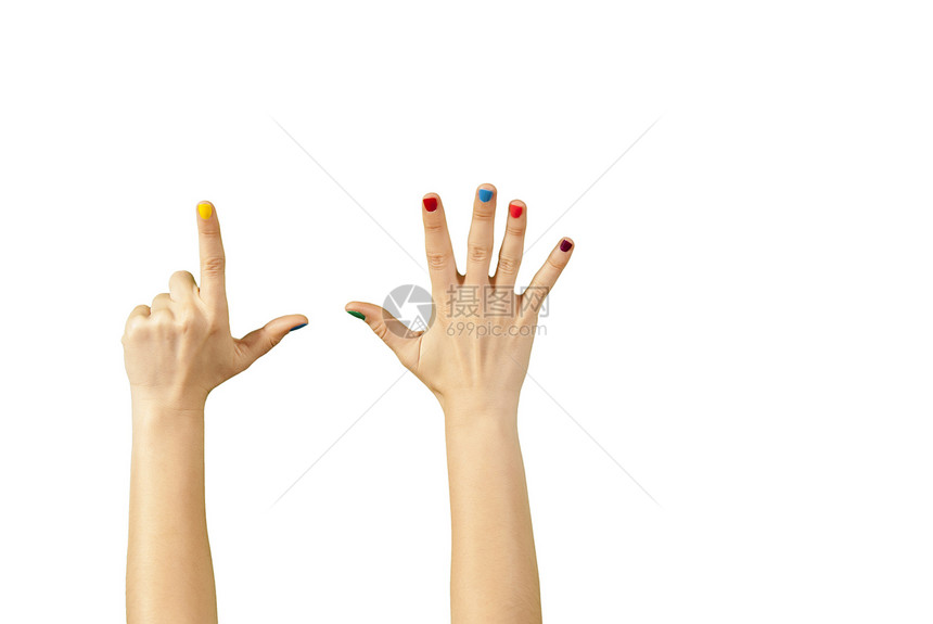 美丽的女人手和修指甲的美人手化妆品女性手腕女士棕榈手指指甲女孩拇指手臂图片